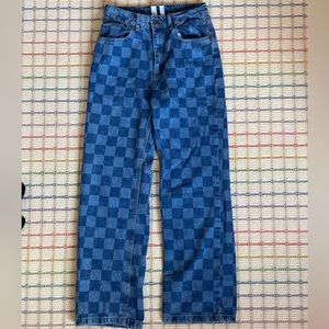 THE RAGGED PRIEST BLUE CHECKERBOARD DENIM JEAN: size 26